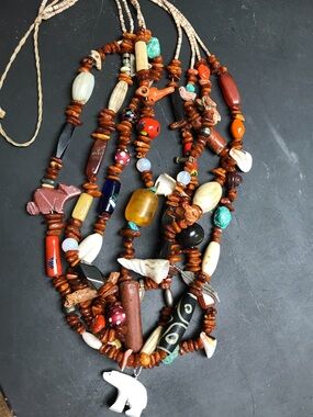 Santo Domingo Multi strand Vintage Fetish Coral Turquoise Necklace